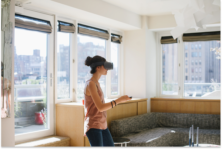 Woman using a VR headset